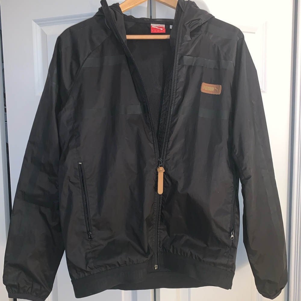 Puma Men’s Black Hooded Windbreaker Jacket Small